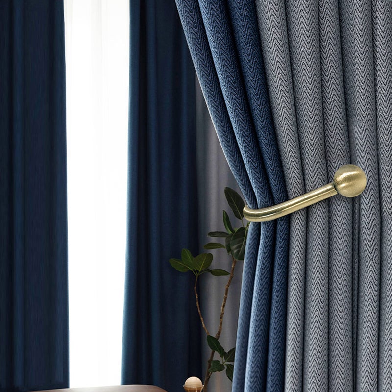 HEMOUR Curtain Holdback  2 Pcs Wall Mounted Drapery Tiebacks with Screws  Heavy Duty Metal Decorative Window Drapery Holder Curtain Hook  Brass - Image 2